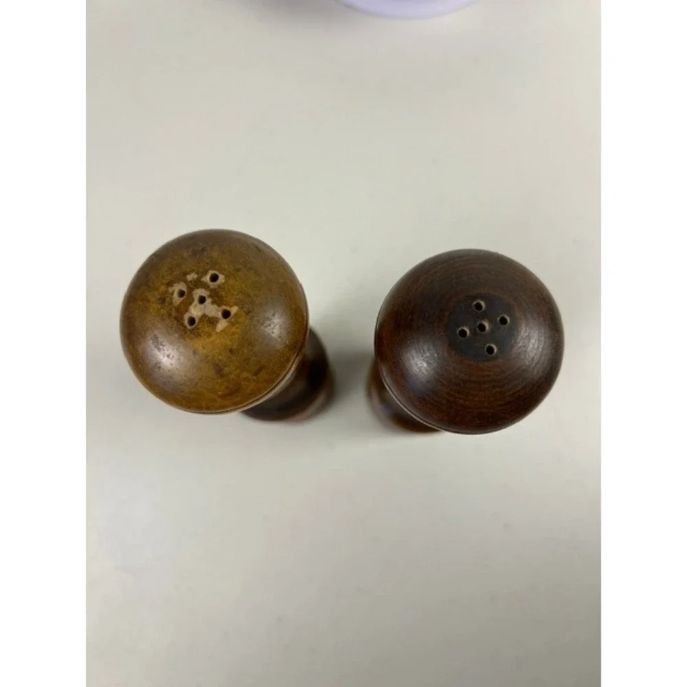Vintage Woodcrest by Styson Wooden Salt and Pepper Shaker Set Made in Japan‎ MCM